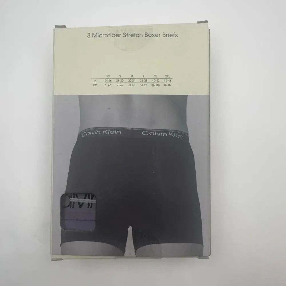 Calvin Klein Microfiber Stretch Boxer Brief Underwear Mens S Multicolor 3 Pack